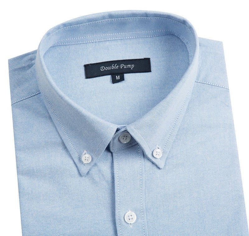 Double Pump Mens Button Down Shirts Cotton Long Sleeve Shirts Regular Fit (SL11A,L) Blue - Image 4